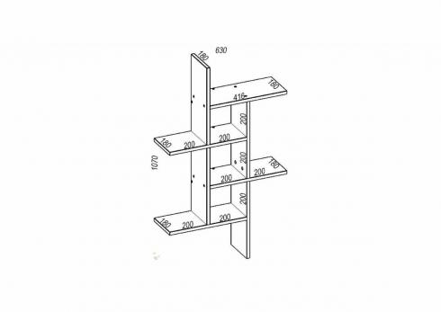 Полиця навісна ПН-7, Дуб Аппалачі, 630/180/1070 foto 2