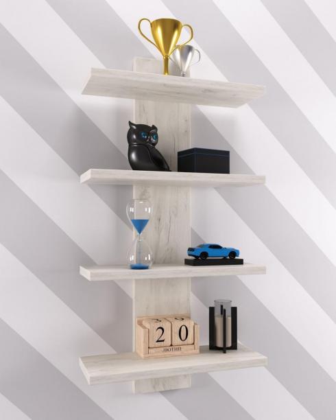 Полиця навісна ПН-5, Дуб Крафт Білий, 350/140/700