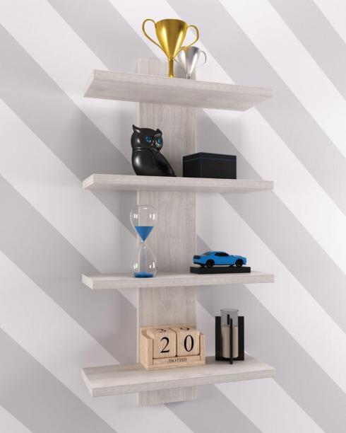 Полиця навісна ПН-5, Дуб Шамоні Світлий, 350/140/700