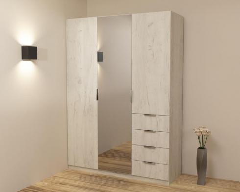 Шафа Крістал 2, Дуб Крафт Білий, 1500х520х2100