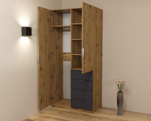 Шафа Крістал 1, Дуб Аппалачі/Антрацит, 1000х520х2100 foto 2