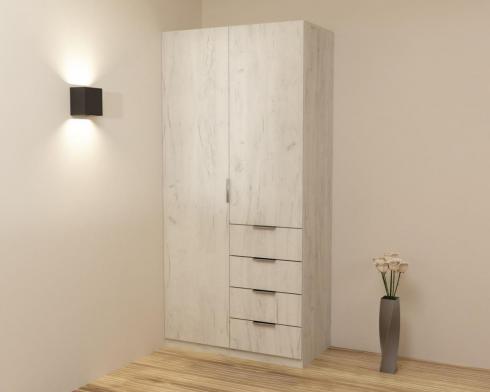 Шафа Крістал 1, Дуб Крафт Білий, 1000х520х2100