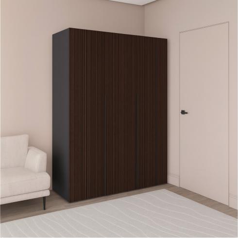 Шафа трьохдверна розпашна П-17 Антрацит+Золота Лоза