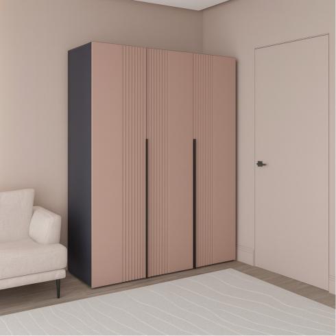 Шафа трьохдверна розпашна П-17 Антрацит+Туманний Беж