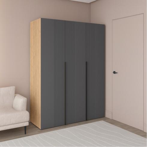 Шафа трьохдверна розпашна П-17 Дуб Крафт+Асфальт