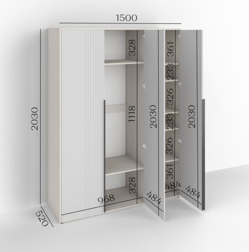 Шафа трьохдверна розпашна П-17 Дуб Крафт+Кашемір foto 2