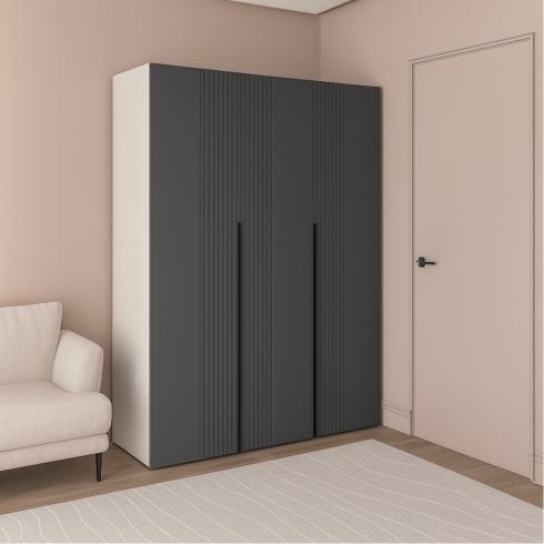 Шафа трьохдверна розпашна П-17 Кашемір+Асфальт