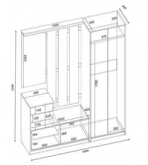 Передпокій SOLO 3 1600мм Дуб Крафт Білий foto 2
