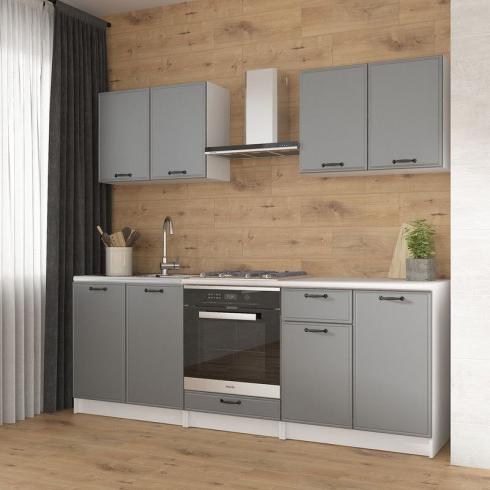 Кухня К-65 2.2м Білий+Асфальт