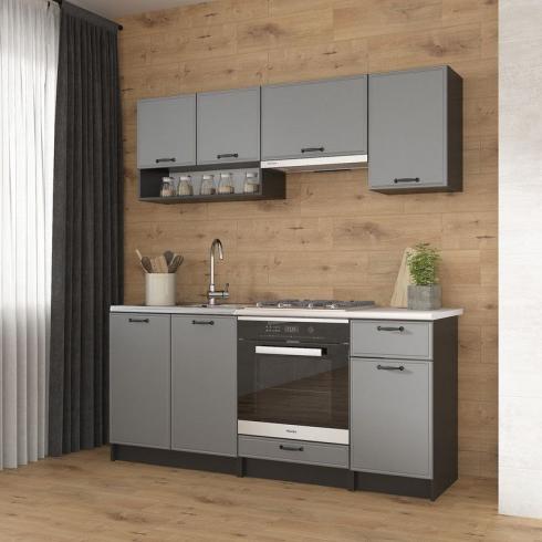 Кухня К-63 1,8м Чорний+Асфальт