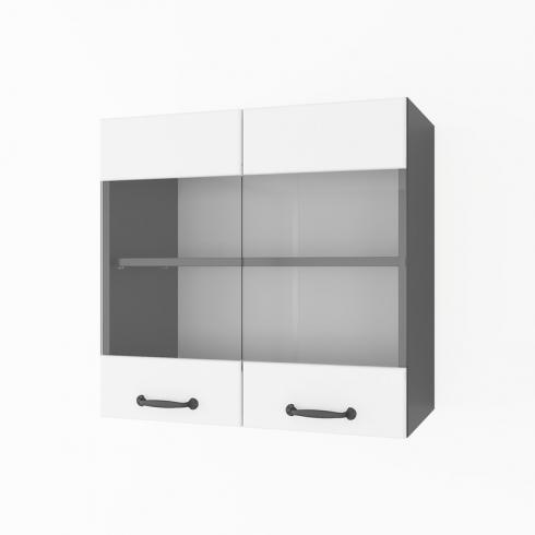 Шафа навісна 600мм К-67 (вітрина) Чорний+Білий