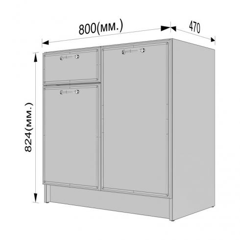 Тумба низ (комбі) 800мм, К-65 (без стільниці) Білий foto 3