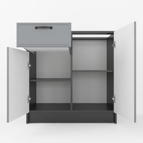 Тумба низ (комбі) 800мм, К-65 (без стільниці) Чорний+Асфальт foto 2