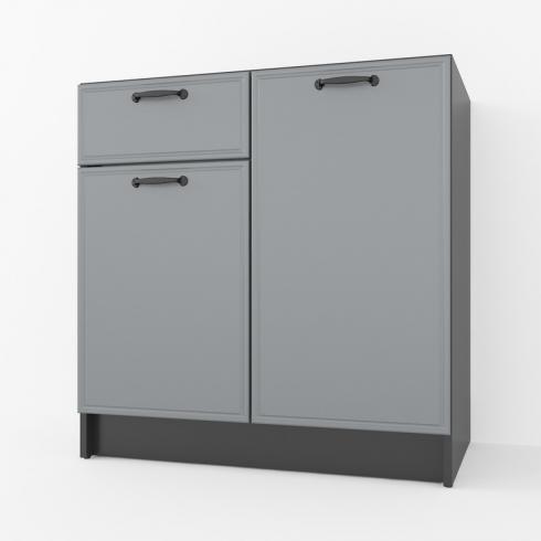 Тумба низ (комбі) 800мм, К-65 (без стільниці) Чорний+Асфальт