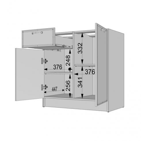 Тумба низ (комбі) 800мм, К-65 (без стільниці) Чорний+Камуфляж foto 4