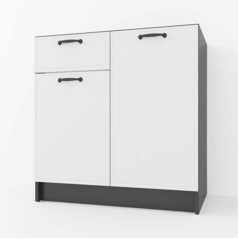 Тумба низ (комбі) 800мм, К-65 (без стільниці) Чорний+Білий