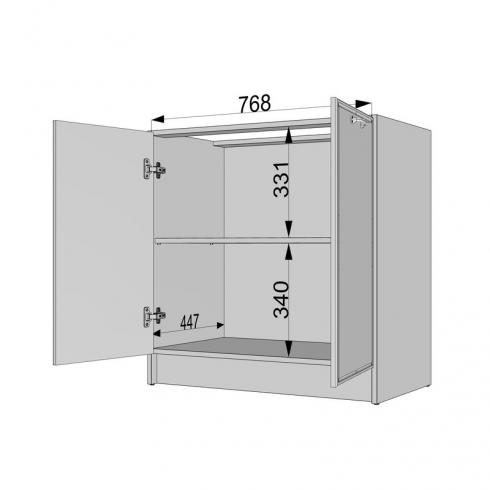 Тумба низ 800мм, К-66 (без стільниці) Чорний+Білий foto 4