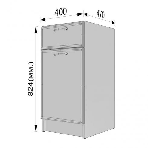 Тумба низ 400мм К-54 (без стільниці) Білий+Асфальт foto 3