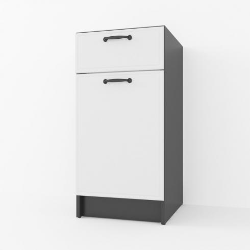 Тумба низ 400мм К-54 (без стільниці) Чорний+Білий