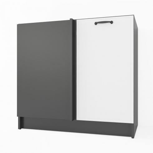 Тумба кутова низ К-74 Чорний+Білий