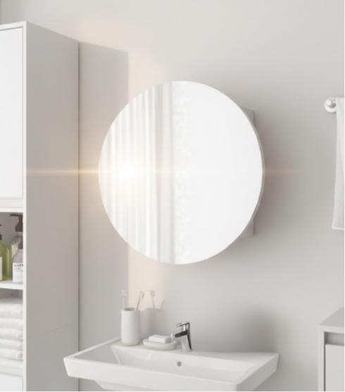 Кругле дзеркало з шафкою М-25, 50 см Білий