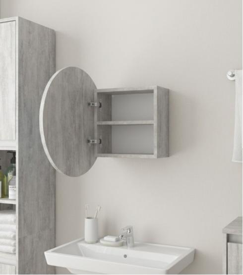 Кругле дзеркало з шафкою М-25, 50 см Бетон foto 2