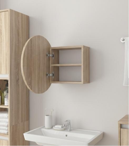 Кругле дзеркало з шафкою М-25, 50 см Дуб Сонома foto 2