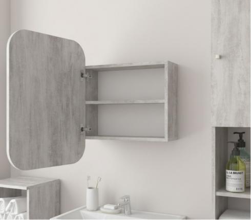 Прямокутне дзеркало з шафкою М-28, 60*50 Бетон foto 2