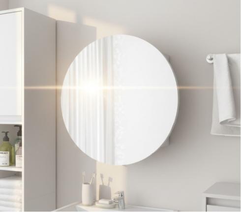 Кругле дзеркало з шафкою М-27, 70 см Білий