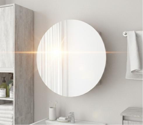 Кругле дзеркало з шафкою М-27, 70 см Бетон