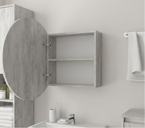 Кругле дзеркало з шафкою М-27, 70 см Бетон foto 2