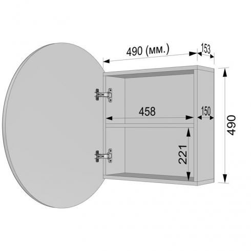 Кругле дзеркало з шафкою М-27, 70 см Венге Темний foto 4