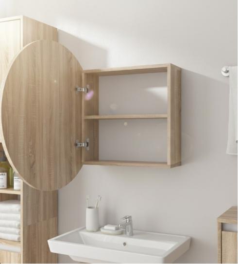 Кругле дзеркало з шафкою М-27, 70 см Дуб Сонома foto 2