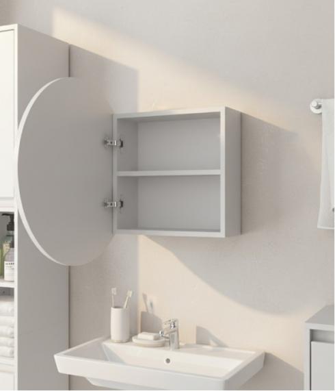 Кругле дзеркало з шафкою М-26, 60 см Білий foto 2