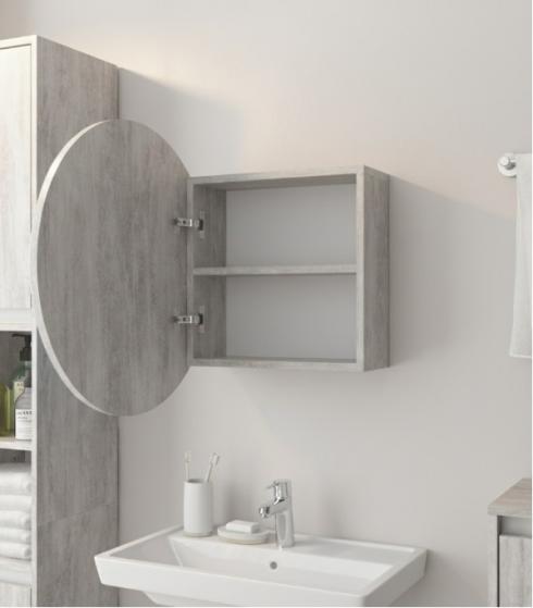 Кругле дзеркало з шафкою М-26, 60 см Бетон foto 2