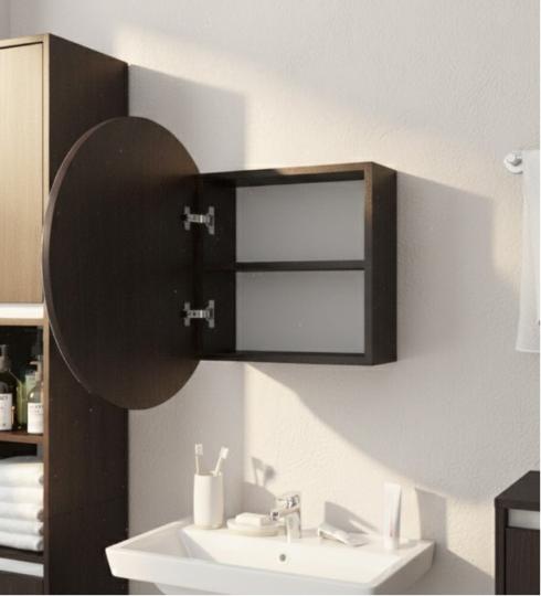 Кругле дзеркало з шафкою М-26, 60 см Венге Темний foto 2