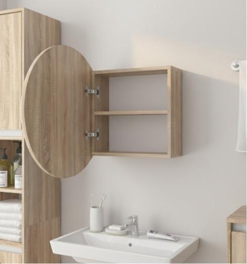 Кругле дзеркало з шафкою М-26, 60 см Дуб Сонома foto 2