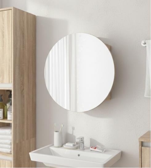 Кругле дзеркало з шафкою М-26, 60 см Дуб Сонома