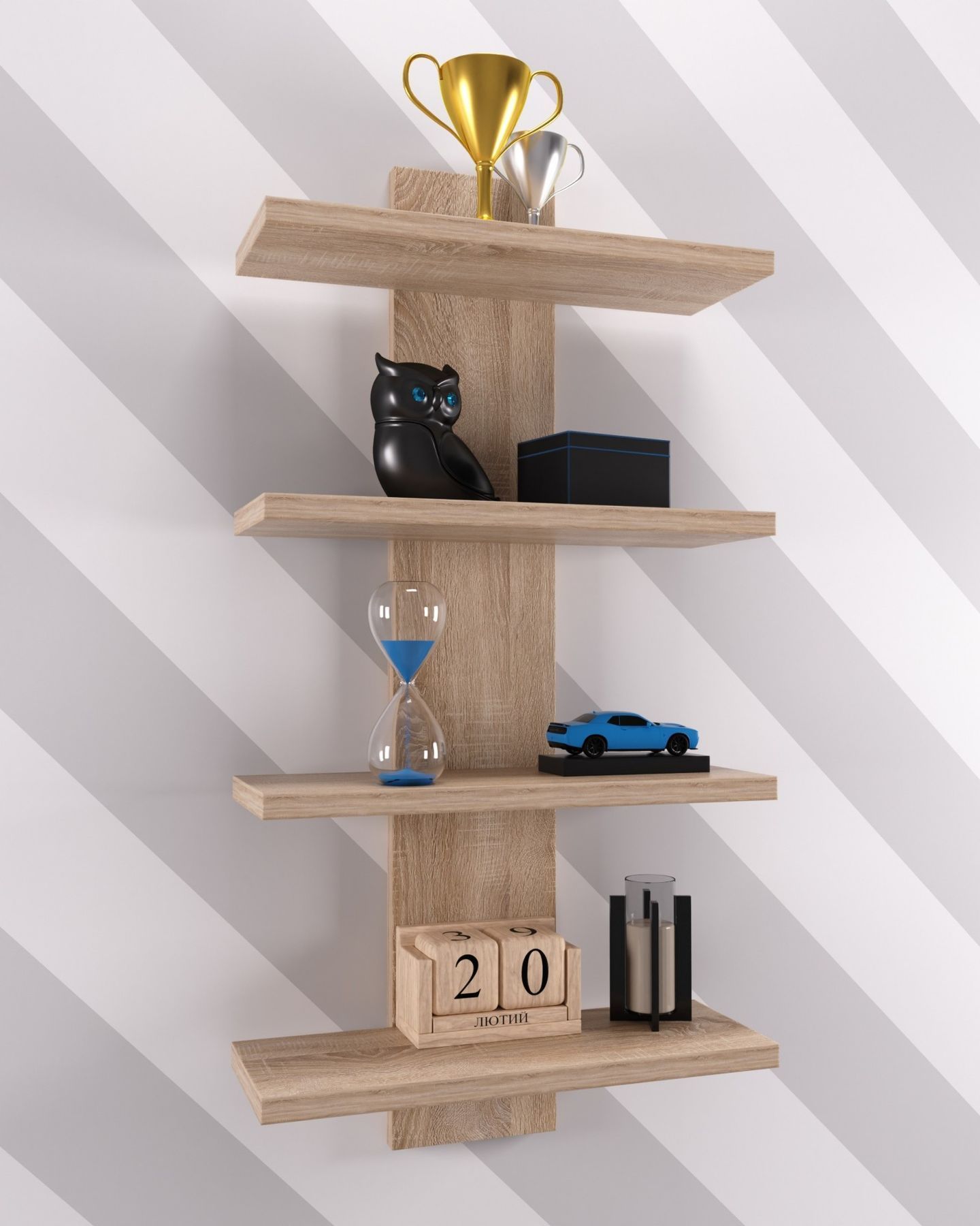 Полиця навісна ПН-5, Дуб Сонома, 350/140/700