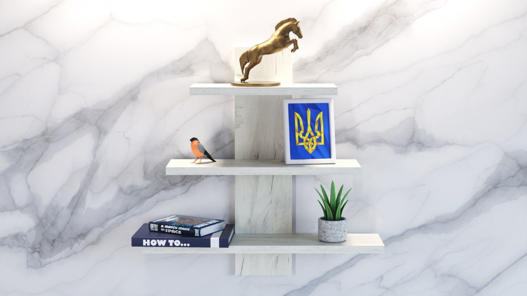 Полиця навісна П-1, Дуб Крафт Білий, 500/140/500