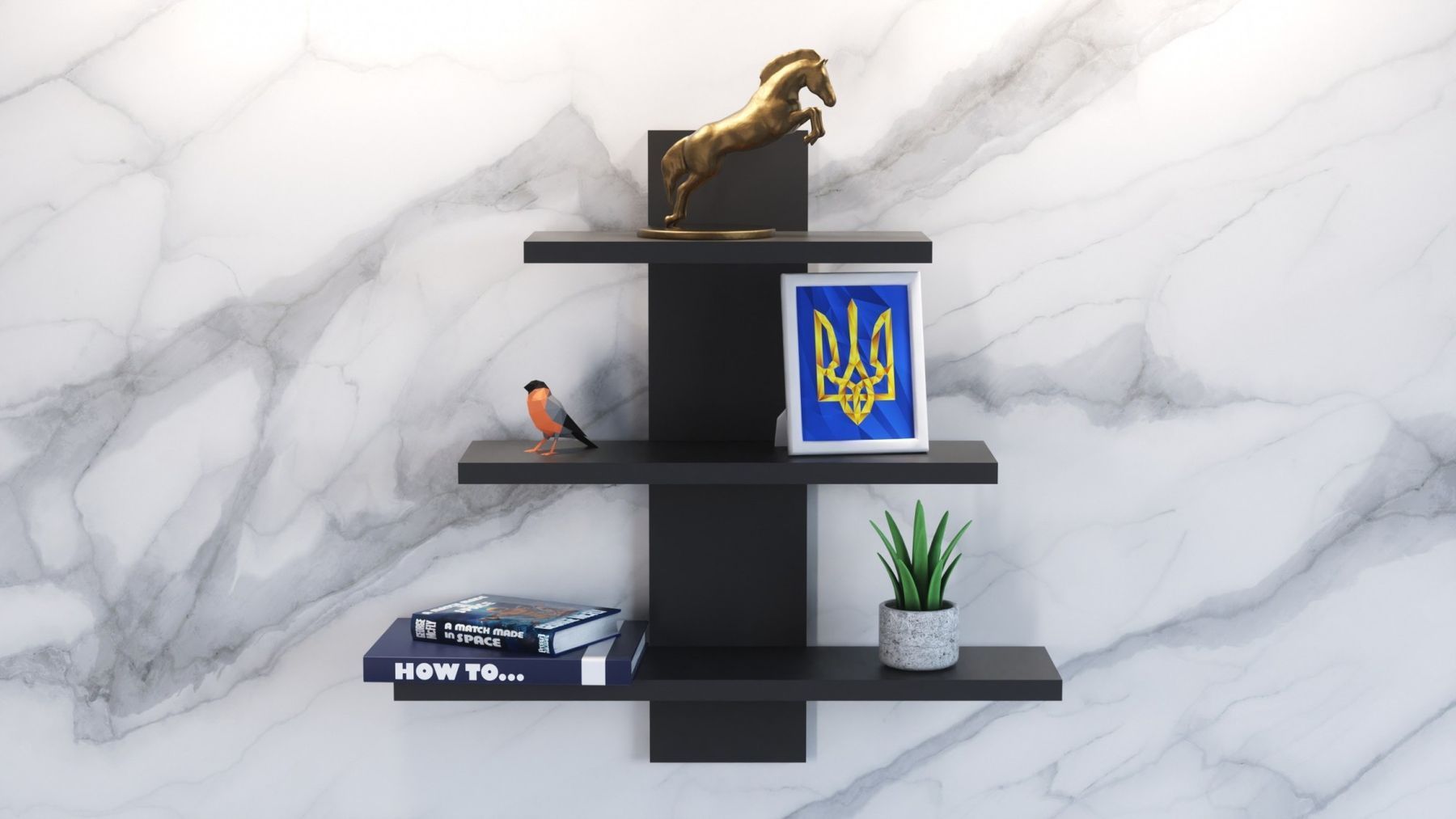 Полиця навісна П-1, Антрацит, 500/140/500