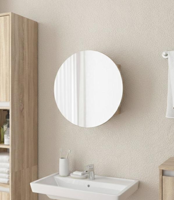 Кругле дзеркало з шафкою М-27, 70 см Дуб Сонома