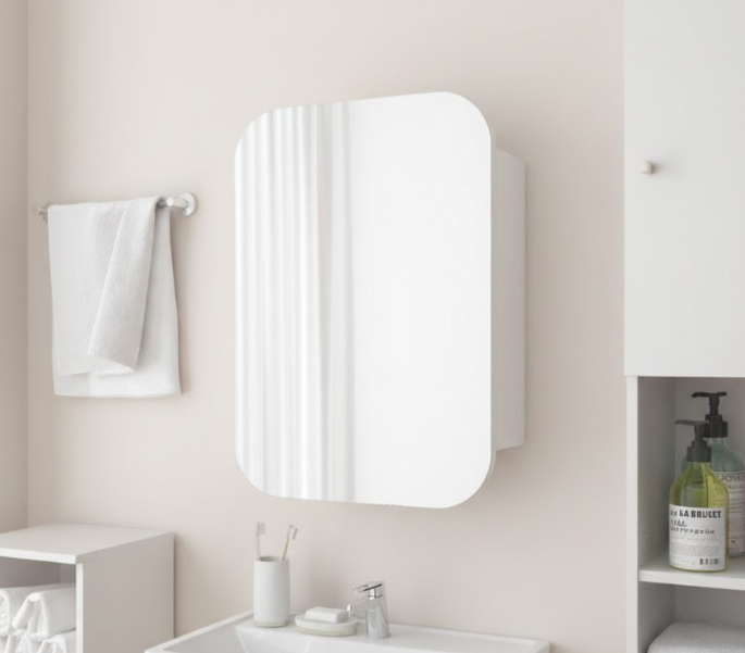 Прямокутне дзеркало з шафкою М-30, 70*50 Білий