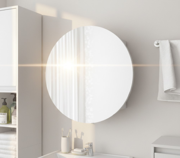 Кругле дзеркало з шафкою М-26, 60 см Білий