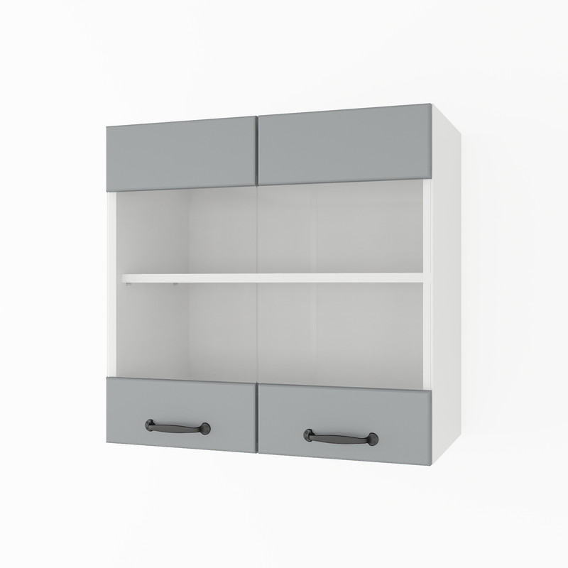 Шафа навісна 600мм К-67 (вітрина) Білий+Асфальт