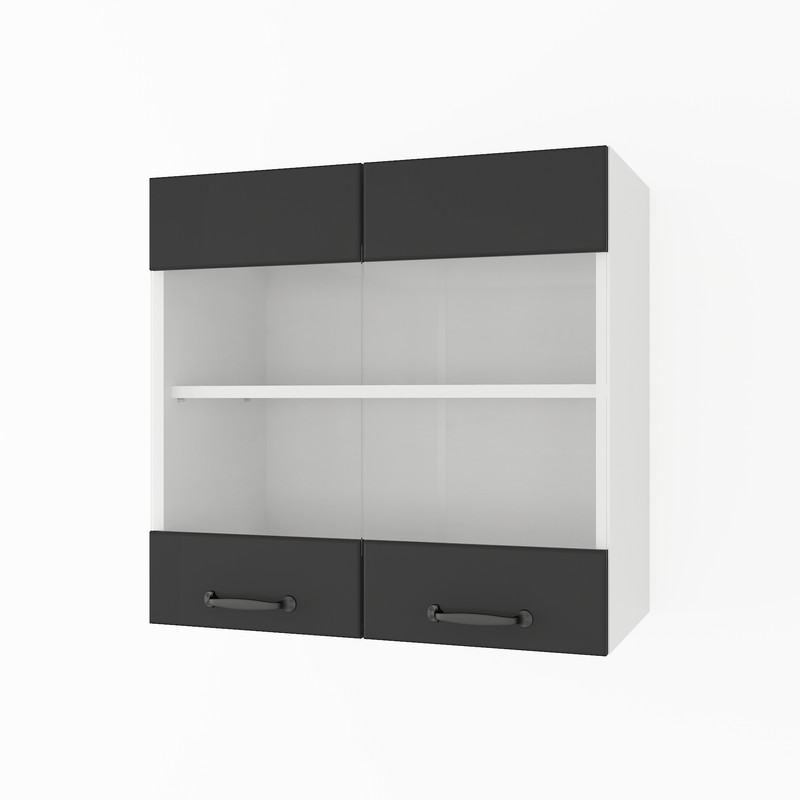 Шафа навісна 600мм К-67 (вітрина) Білий+Чорний