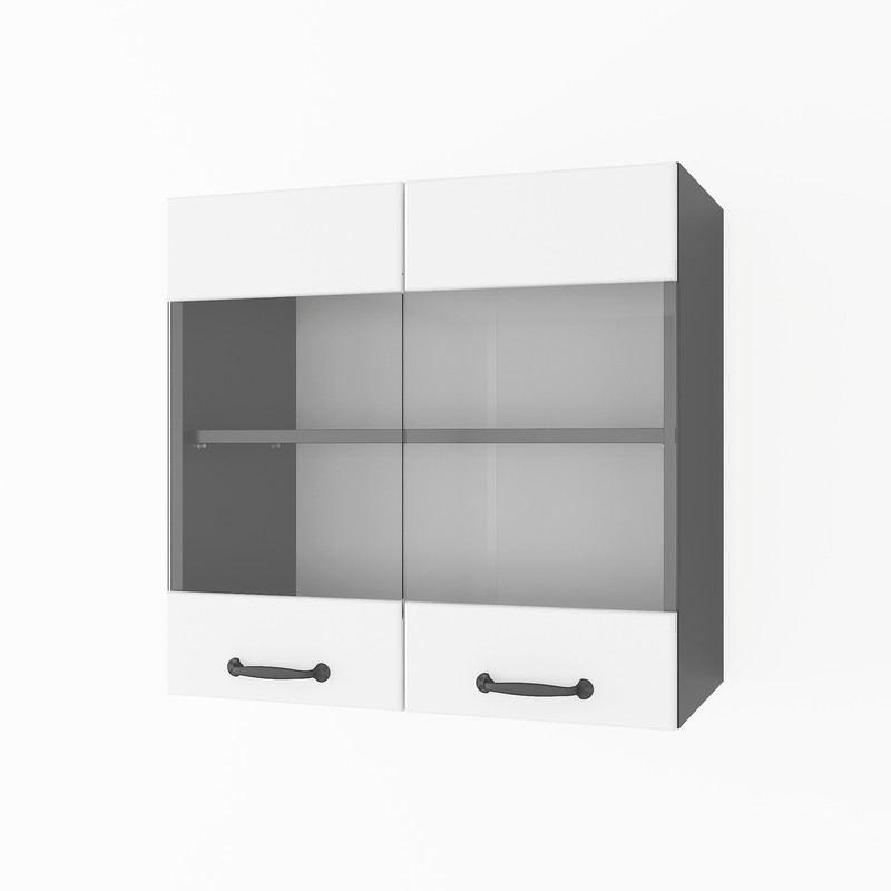 Шафа навісна 600мм К-67 (вітрина) Чорний+Білий