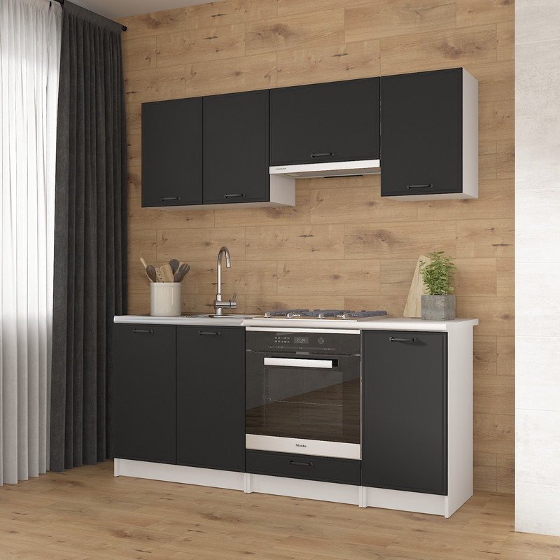 Кухня К-57 1,8м Белый+Чорний