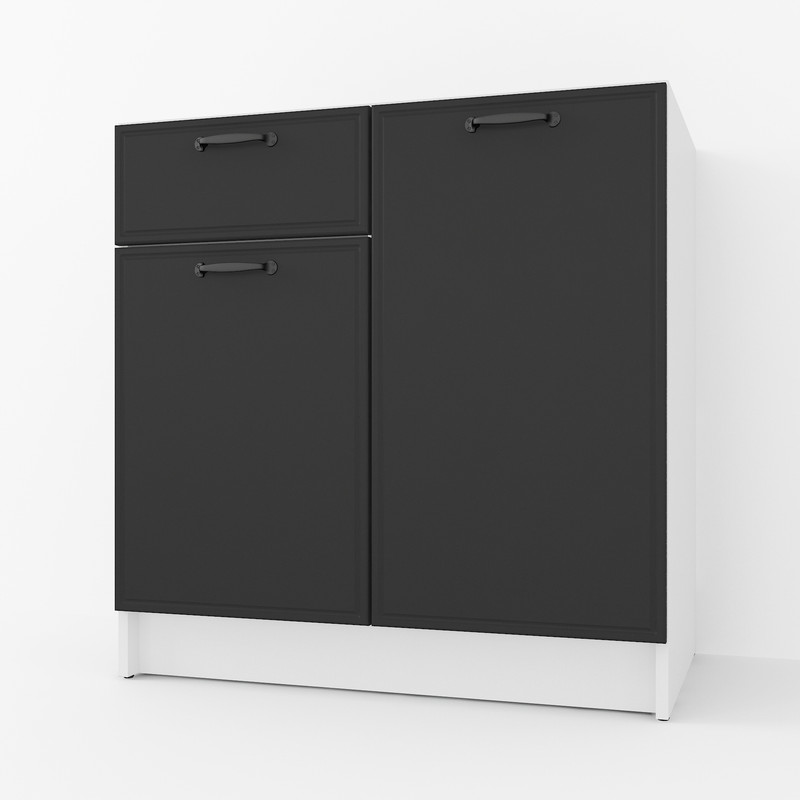 Тумба низ (комбі) 800мм, К-65 (без стільниці) Білий+Чорний