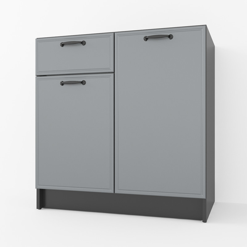 Тумба низ (комбі) 800мм, К-65 (без стільниці) Чорний+Асфальт